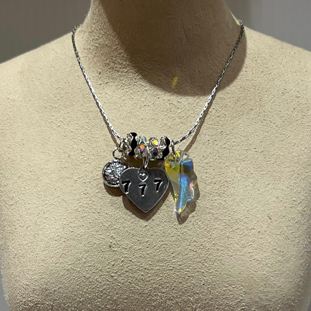 NWT! Made To Order 777 Silver Angel Number Heart Necklace.
